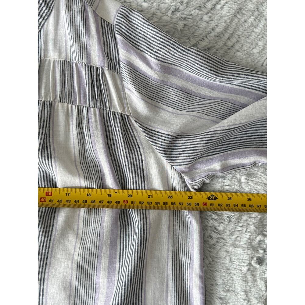 Splendid Striped Peasant Blouse Size M Rayon Linen V-Neck Boho Coastal Top - Picture 6 of 6